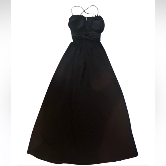 Gianni Bini Black Formal Gown Crisscross Straps Maxi Dress XS NWT - Picture 2 of 8